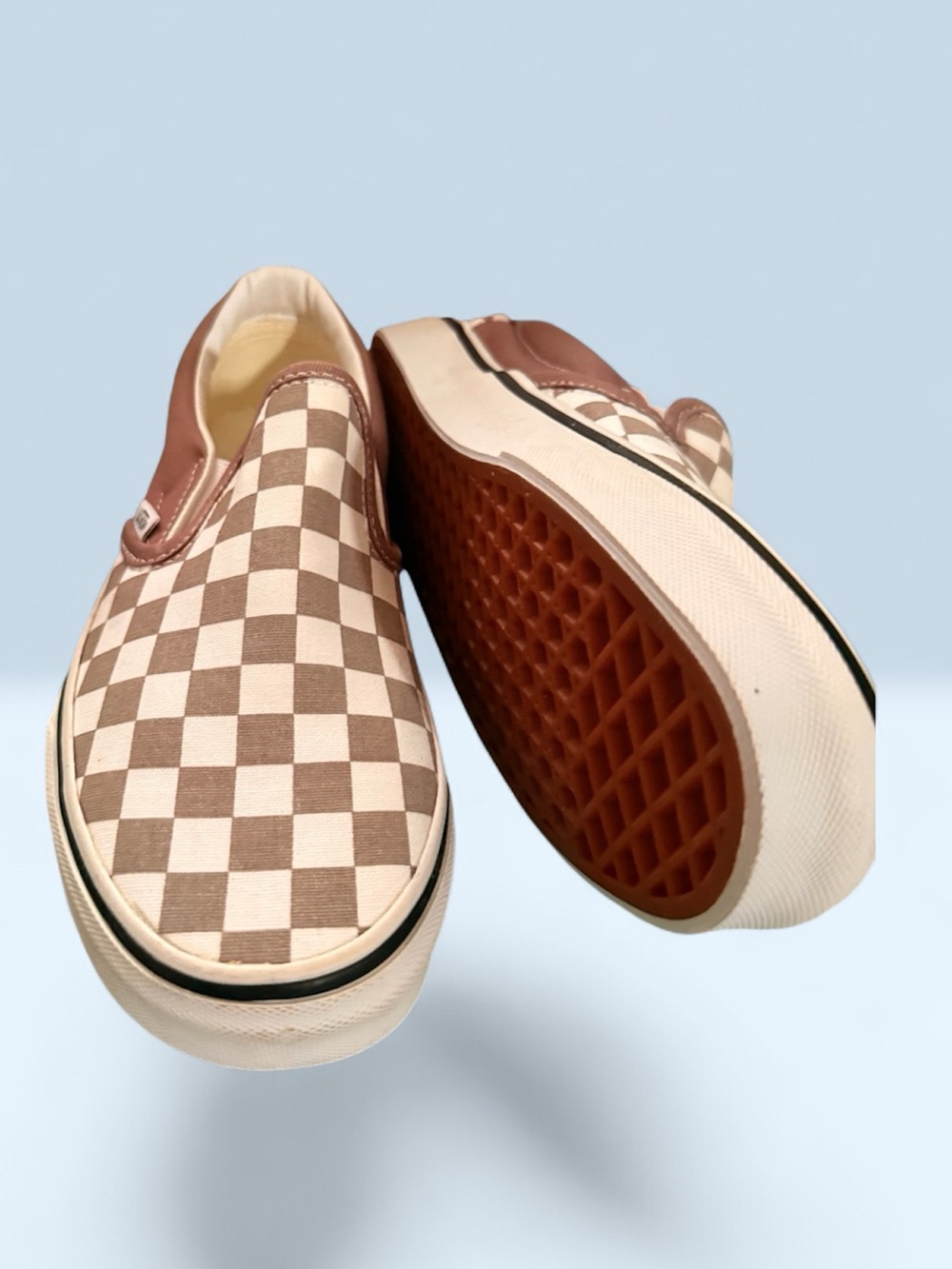 Vans Classic Slip-On Checkerboard Sneakers in Brown & Cream Style VN000D6Y4MG - Picture 3 of 9